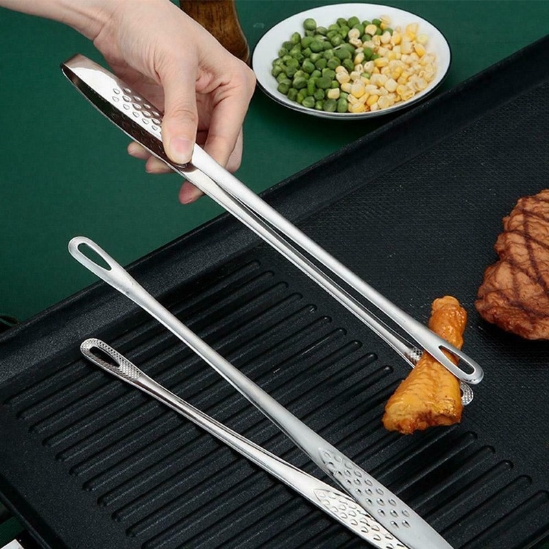 1 Kẹp Gắp Thức Ăn Cán Dài Bằng Thép Không Gỉ Chống Trượt
