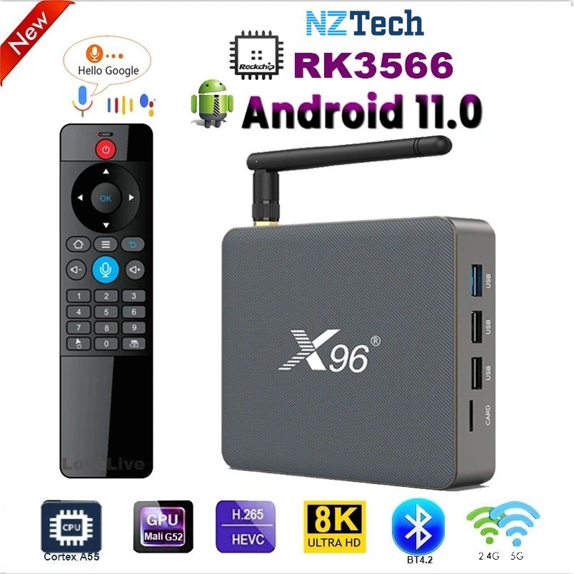 ℗Tivi Box X96 X6 Android 11 RK3566 Lõi tứ RAM 8GB ROM 64 GB WIFI 2.4G + 5G, LAN Gigabit 4K HDR
