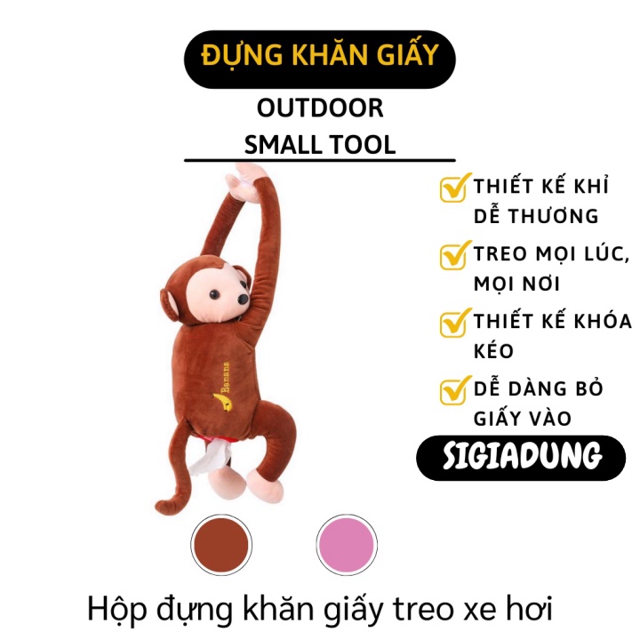 [SGD] Hộp Đựng Khăn Giấy Treo Xe - Khỉ Nhồi Bông Chứa Khăn Giấy Treo Xe Hơi Dễ Thương 8364