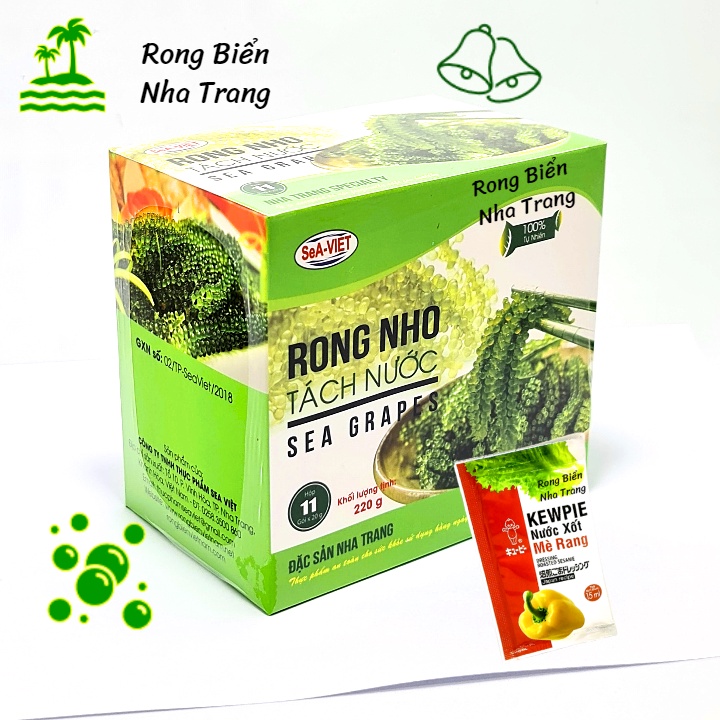 Rong nho tách nước Sea Việt (Hộp 220g 11 gói) + Tặng 1 gói nước xốt mè rang Kewpie 15ml