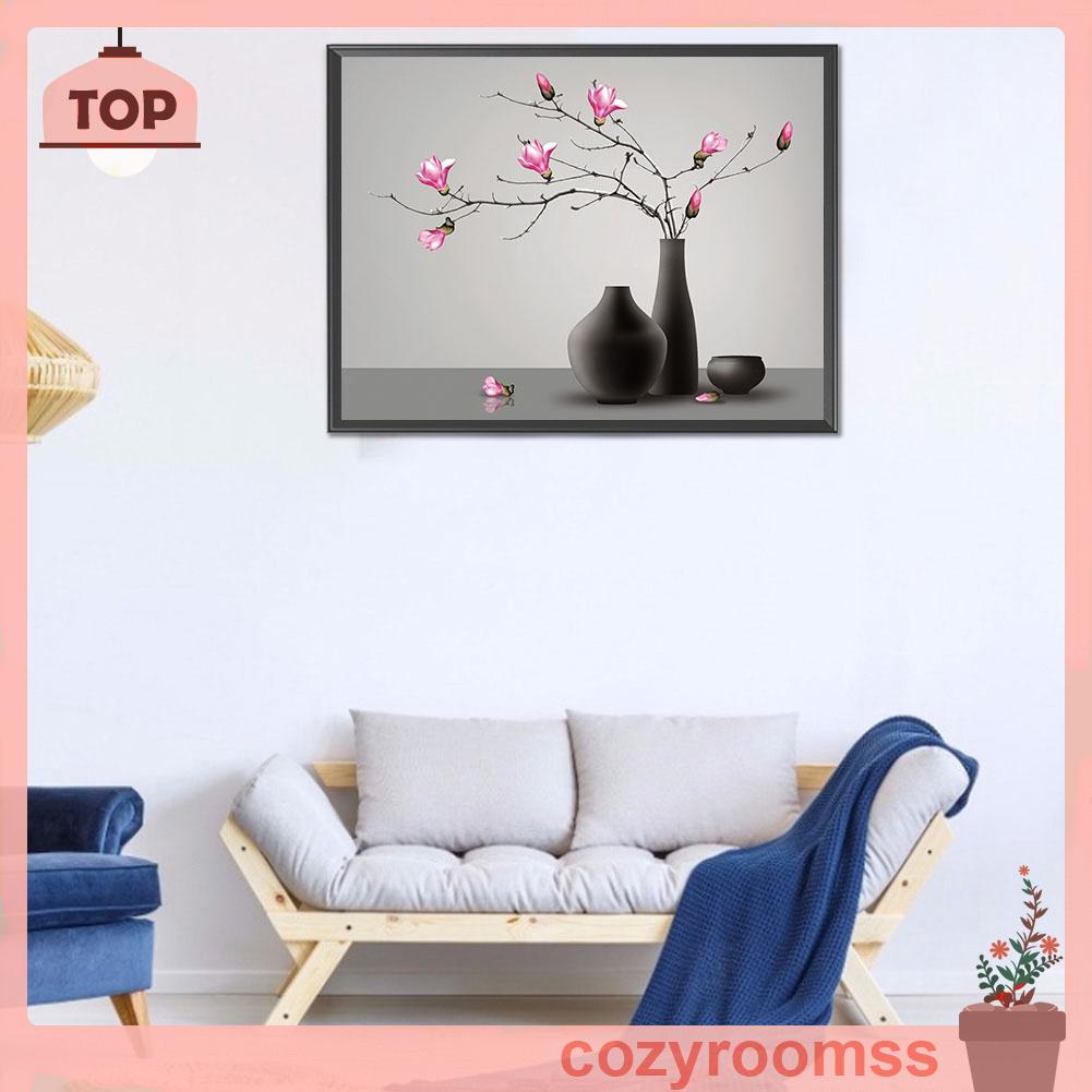 Tranh Thêu Chữ Thập Toàn Bộ 11CT DIY Hình Lọ Hoa Mộc Lan