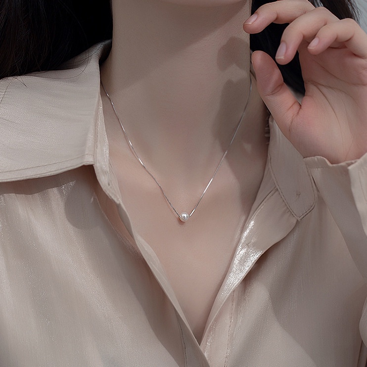 Dây chuyền ngọc trai nhân tạo sợi mảnh dành cho nữ