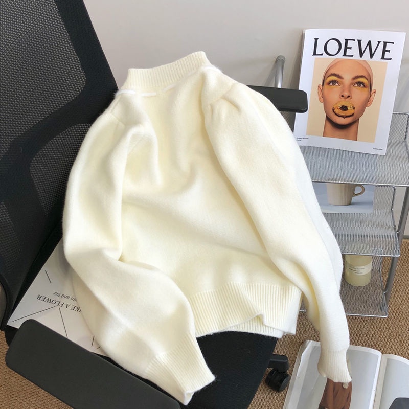 Áo khoác cardigan dệt kim Pure Cube dáng rộng ngắn thêu họa tiết tươi mới xinh xắn cho nữ