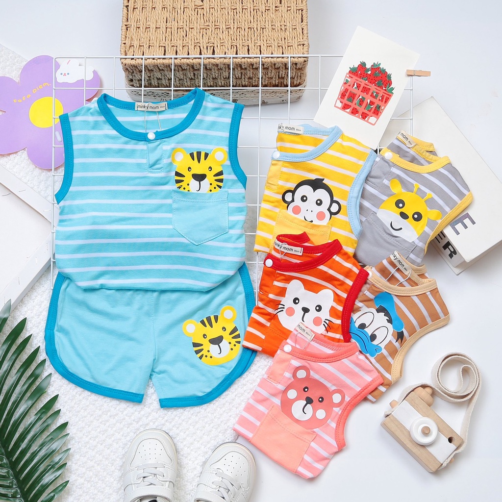 Bộ Sát Nách Thun Lạnh✨FREE SHIP✨Dể Thương Cho Bé Gái Bé Trai, Đủ Màu