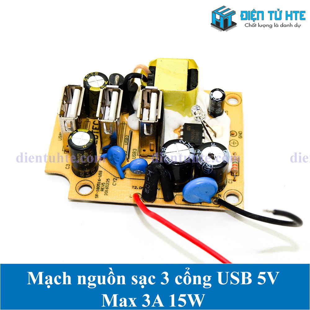 Board nguồn sạc 3 cổng USB 5V max 3A 15W