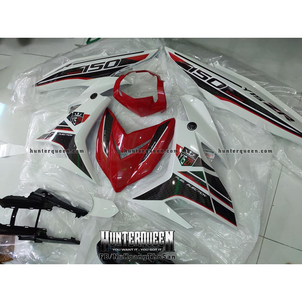 Tem Exciter 150. Tem Y15ZR. Xe trắng đỏ. Chỉnh sửa theo yêu cầu. Sắc nét, bền màu, chống nước