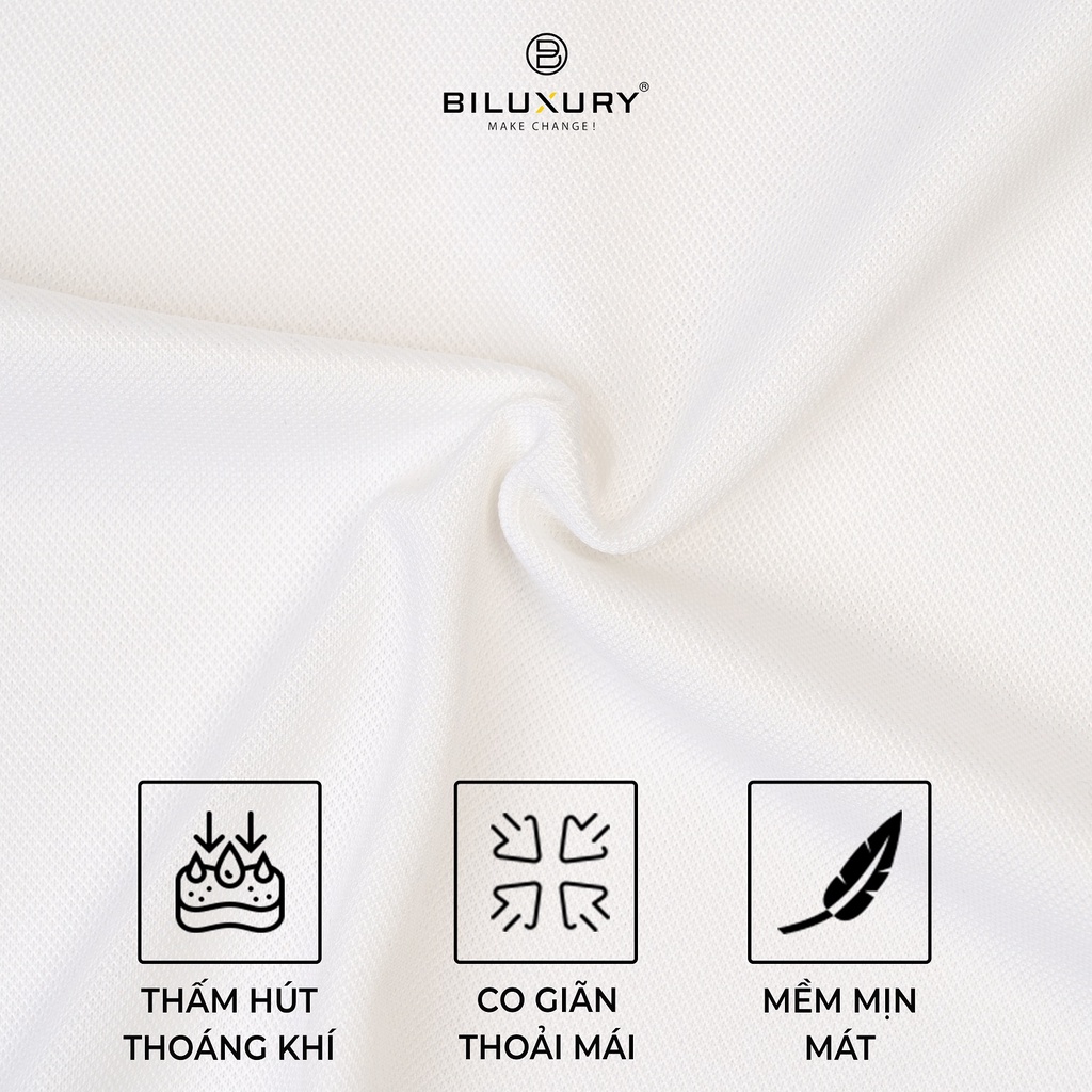 Áo polo nam Biluxury 5APCT014 tay thêu coolmax thun có cổ co giãn 4 chiều siêu mềm mịn