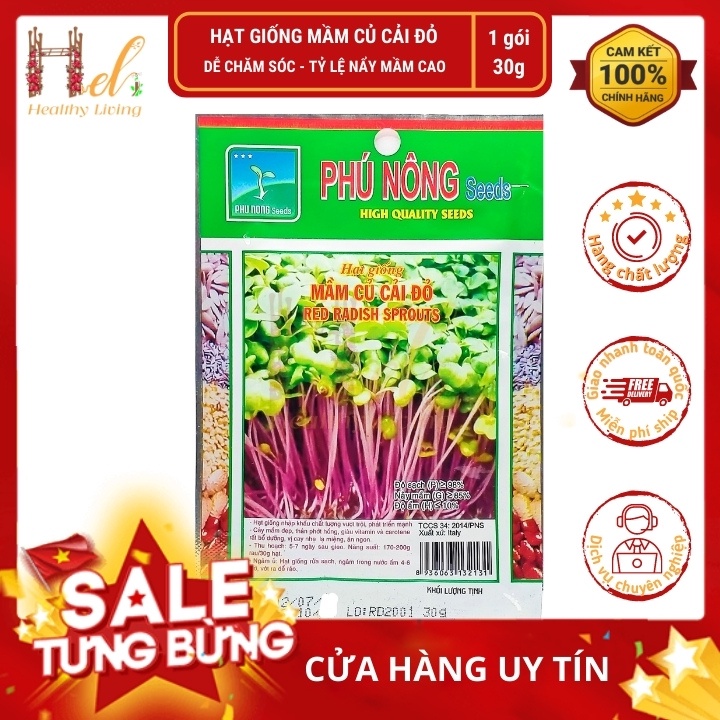 Hạt Giống Rau Mầm Củ Cải Đỏ - Trồng Hạt Giống Rau Củ Quả Bằng Đất Sạch, Xơ Dừa, Mùn Dừa Và Phân Bón Hữu Cơ