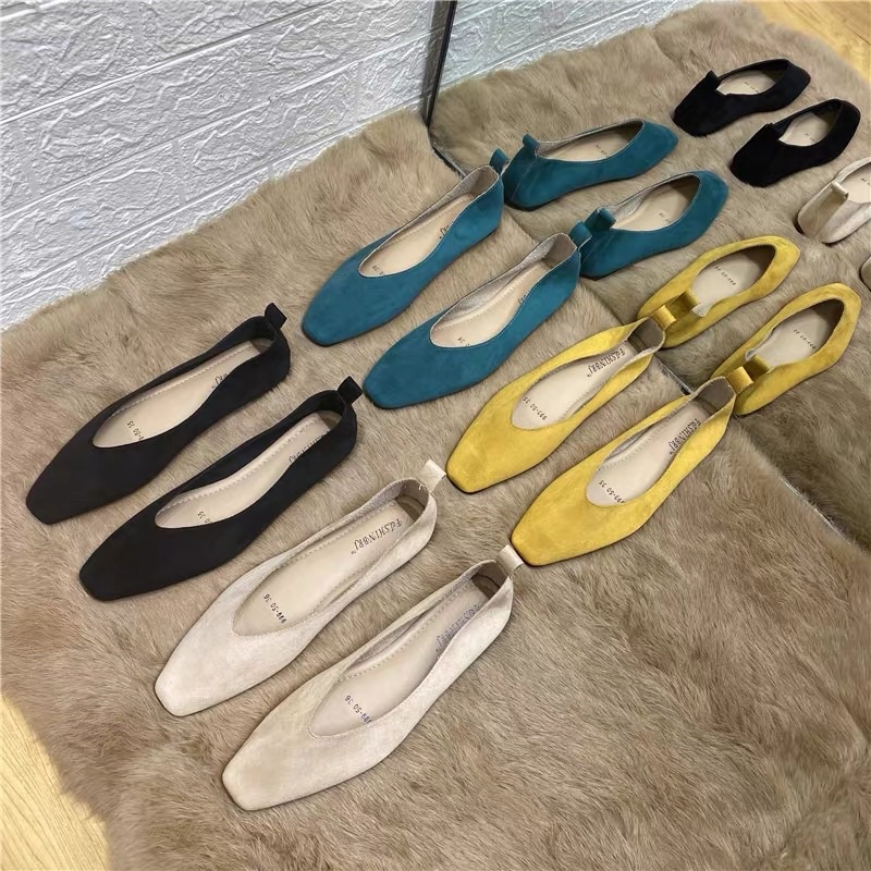 Giày búp bê da lộn handmade kiểu Hàn Quốc mẫu mới 2021