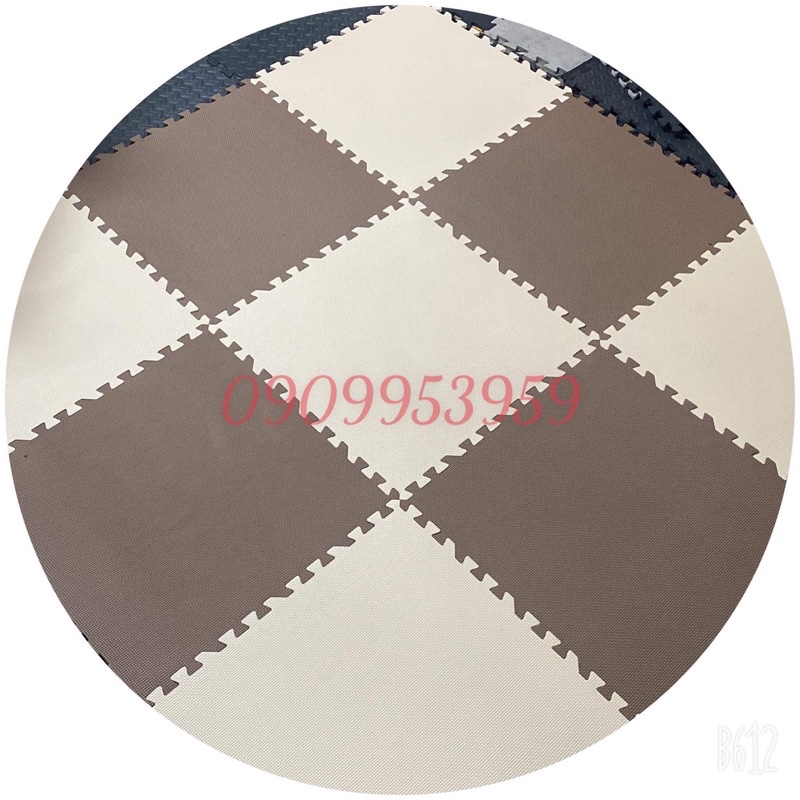 Thảm xốp lót sàn 2 màu nâu và hồng kem 60×60×1cm