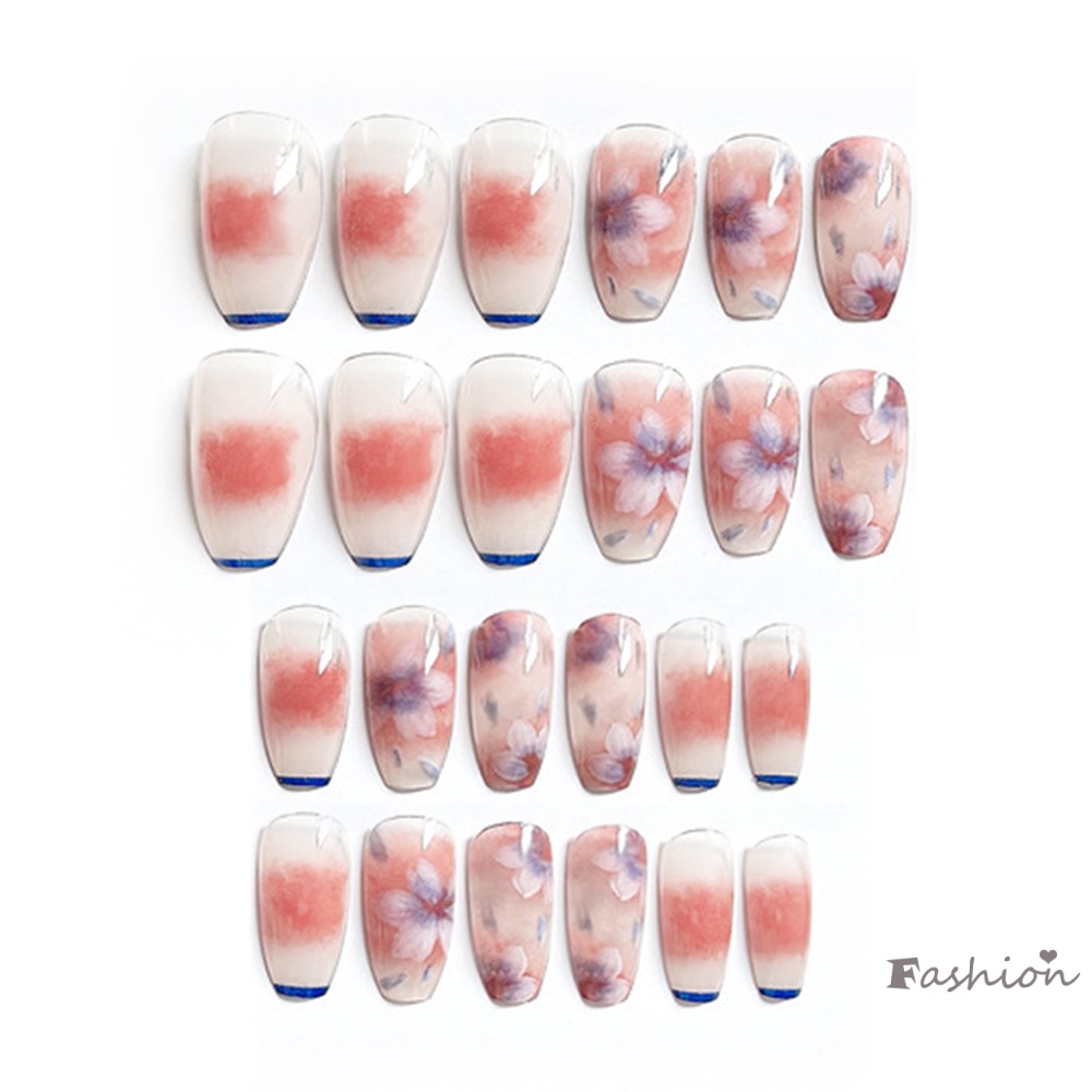 Bộ 24 Móng Tay Giả Dạng Nhấn Dài Che Phủ Toàn Diện Trang Trí Móng Tay Có Thể Tháo Gỡ