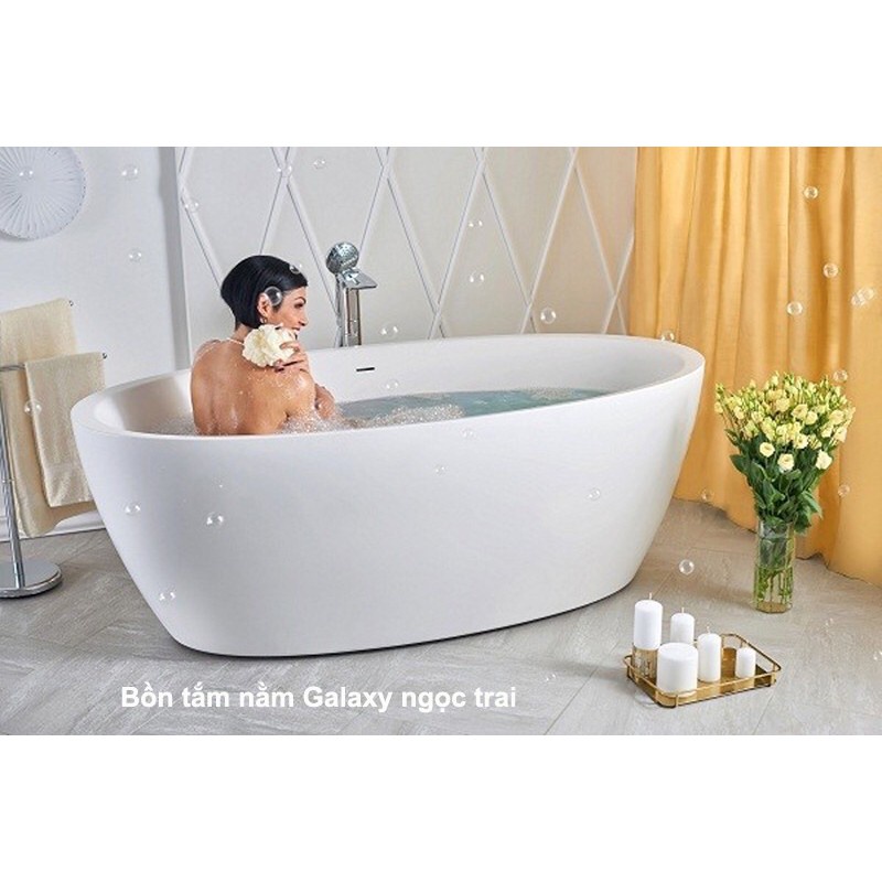 Bồn tắm đặt nằm hình ovan Chất Liệu Acrylic