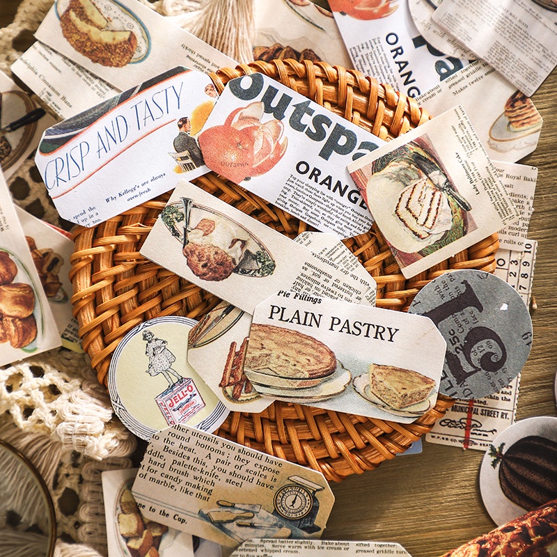 Set 80 tờ miếng dán độc đáo phong cách retro dùng trang trí