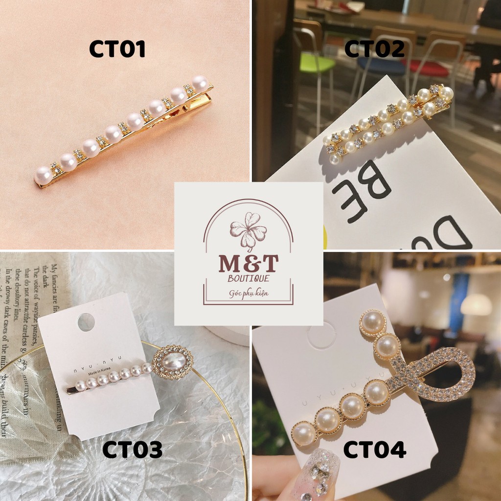 Kẹp tóc ngọc trai đính đá hàn quốc