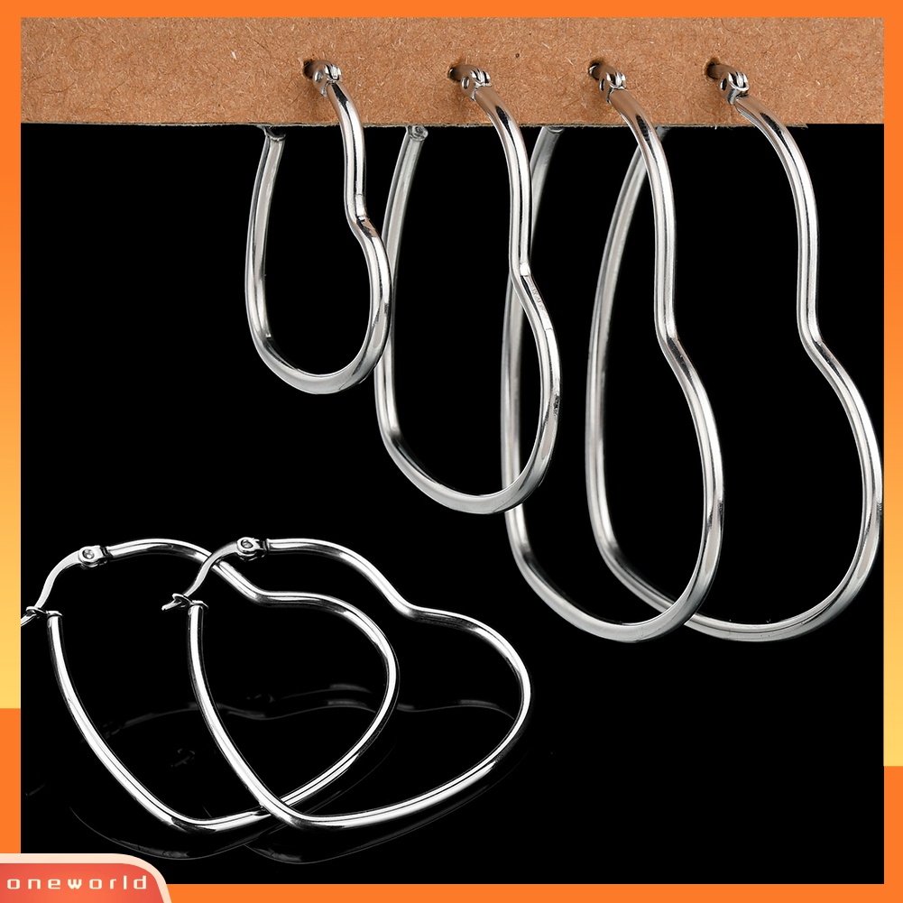 Đôi khuyên tai thép không gỉ hình trái tim to bản sành điệu cho nữ