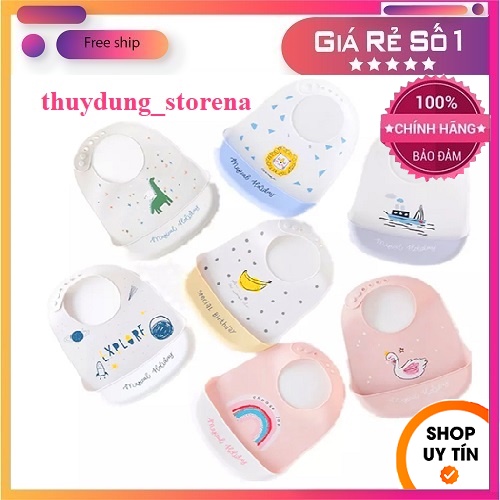 🎀👶👧HÀNG THƯƠNG HIỆU - GIÁ THÊM YÊU👶👧 Yếm Ăn Dặm Có Máng Đỡ Silicon Cao Cấp Mềm Mịn, An Toàn Cho Bé...