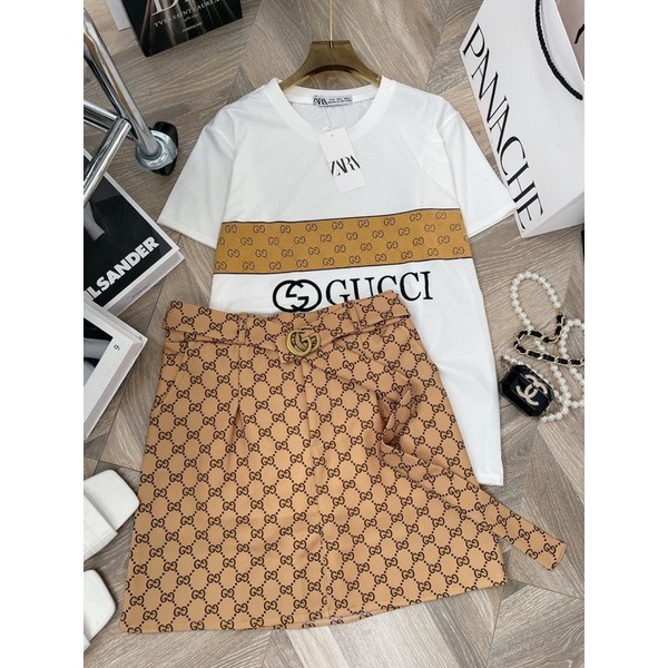 ✔ 𝗙𝗥𝗘𝗘 𝗦𝗛𝗜𝗣   SÉT GU.CCI MIX CHÂN VÁY SIÊU ĐẸP BỘ NÀY MẶC ĐI UỐNG NC ĐI ĂN CƯỚI ĐÚNG LÀ HẾT Ý A