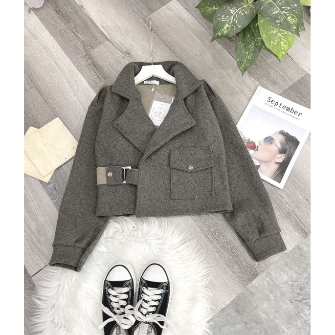 [Ảnh thật+Video]Áo khoác cổ vest dáng ngắn, túi hộp dày đẹp, ấm áp.Áo khoác dạ nữ thời trang mùa đông. | BigBuy360 - bigbuy360.vn