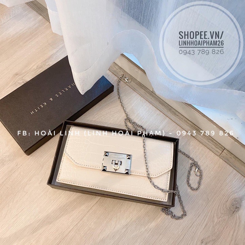 Ví dài khoá gập chất da rắn kèm dây đeo fullbox