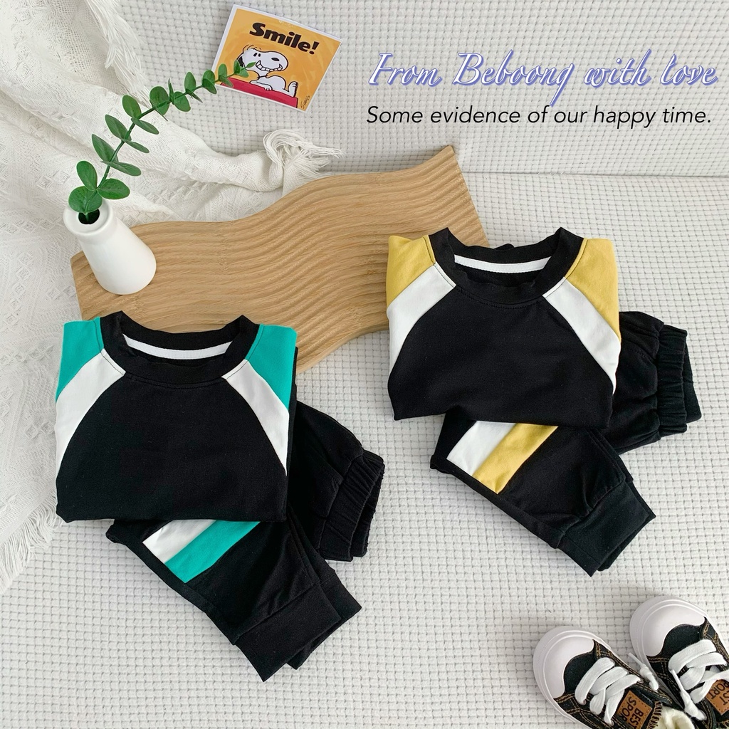 Bộ nỉ cho bé trai phối ráp tay siêu ngầu, chất da cá co giãn tốt thấm hút mồ hôi-PITUPI-BEBOONG