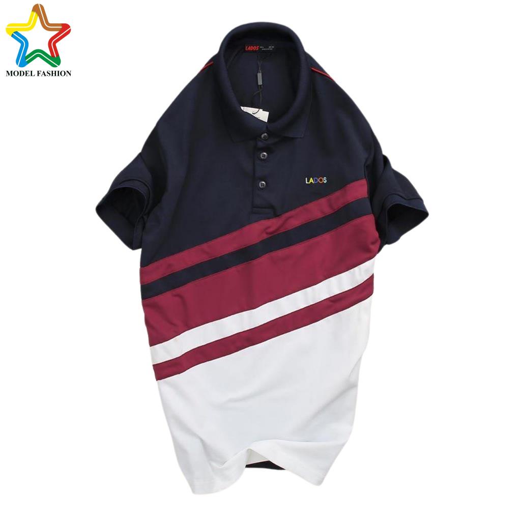 Áo thun có cổ (Polo) phối màu PHL - 9024 chất cá sấu co giãn tốt - Áo polo phối màu xanh trắng đỏ kiểu dáng thoải mái