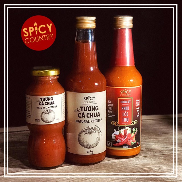 Tương Ớt - Tương Cà Chua Sạch Spicy Country - Phúc Lộc Thọ - Không Chất Bảo Quản 100% Cổ Truyền Nguyên Chất