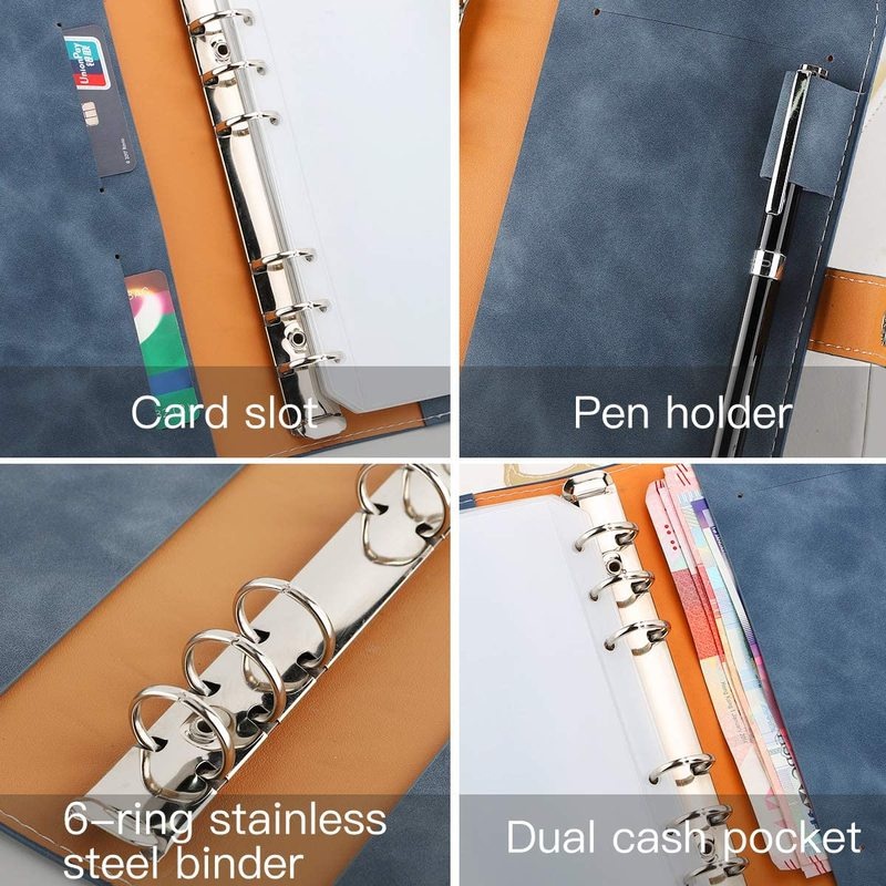 Bìa Da PU Đựng Tiền Tài Liệu Cỡ A6 Có Khóa Kéo Tiện Dụng