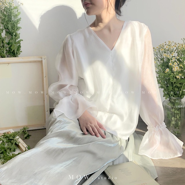 [Mã WARN3099 giảm 15% đơn 99k] Áo Sơ mi Lụa Tơ Nhật Bản (Midori Top) made by Mow studio