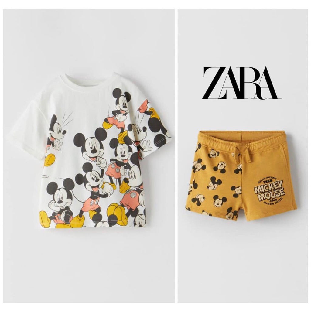 Bộ đồ cho bé trai mùa hè hình chuột MICKEY xám ZARA PAPAZUM