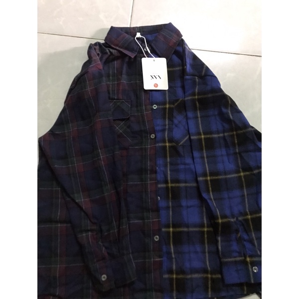 Áo Sơ Mi  in hoạ tiết sọc caro hàn quốc unisex