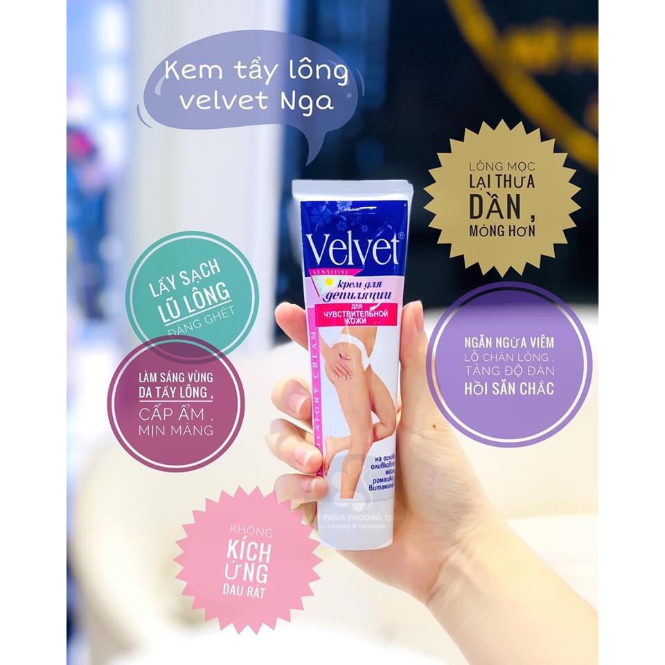 Kem Tẩy Lông VELVET Cho Da Nhạy Cảm DEPILATORY Nga 100ML giúp loại bỏ lông và làm da sáng mịn hơn