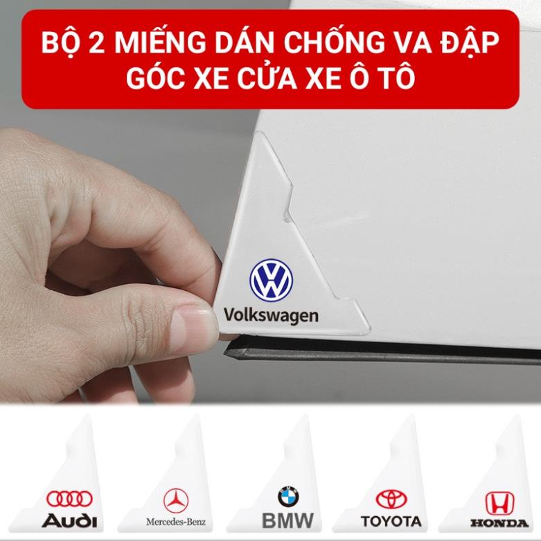Bộ 2 Chi Tiết Miếng Dán Silicon Chống Va Đập Góc Xe Cửa Ô Tô - Full Logo Hãng Xe
