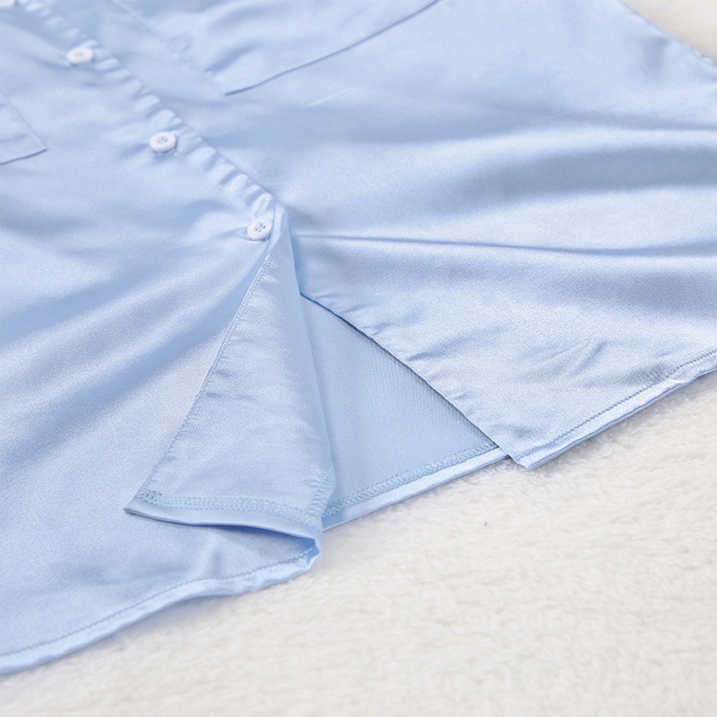 Xiangbao Bộ Đồ Ngủ Pijama Tay Ngắn Có Túi Toàn Diện Dành Cho Nữ