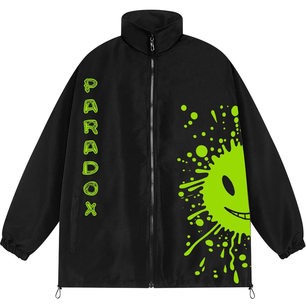 Áo khoác dù 2 lớp Paradox form rộng - Unisex - in hình - NEON SIDE SMILE