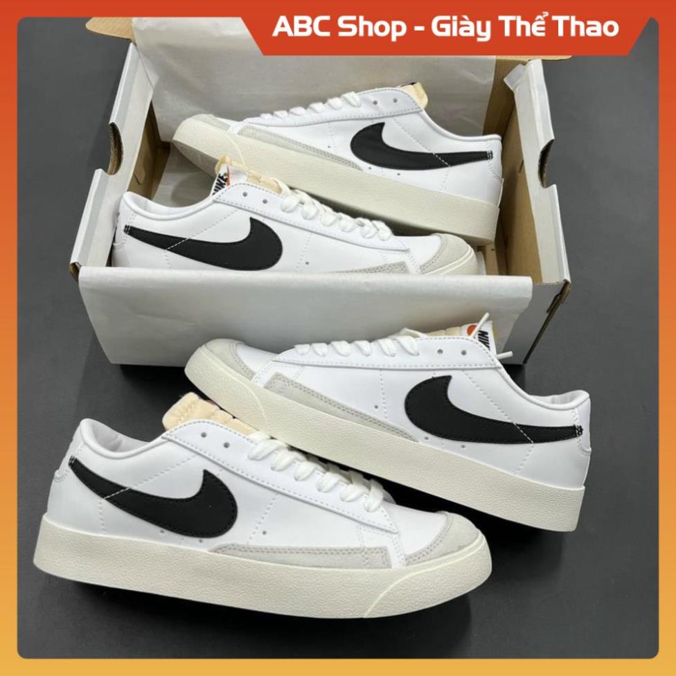 [FreeShip+ Hàng Xịn] Giày NiK.e blazer đen trắng low full box, Giầy Sneaker jd1 blazer trắng móc đen thấp cổ hót hít