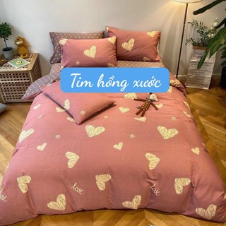 Bộ Ga Gối 3 Món Siêu Đẹp🌟1m8x2m🌟được chọn mẫu,HỌA TIẾT TIM HỒNG XƯỚC