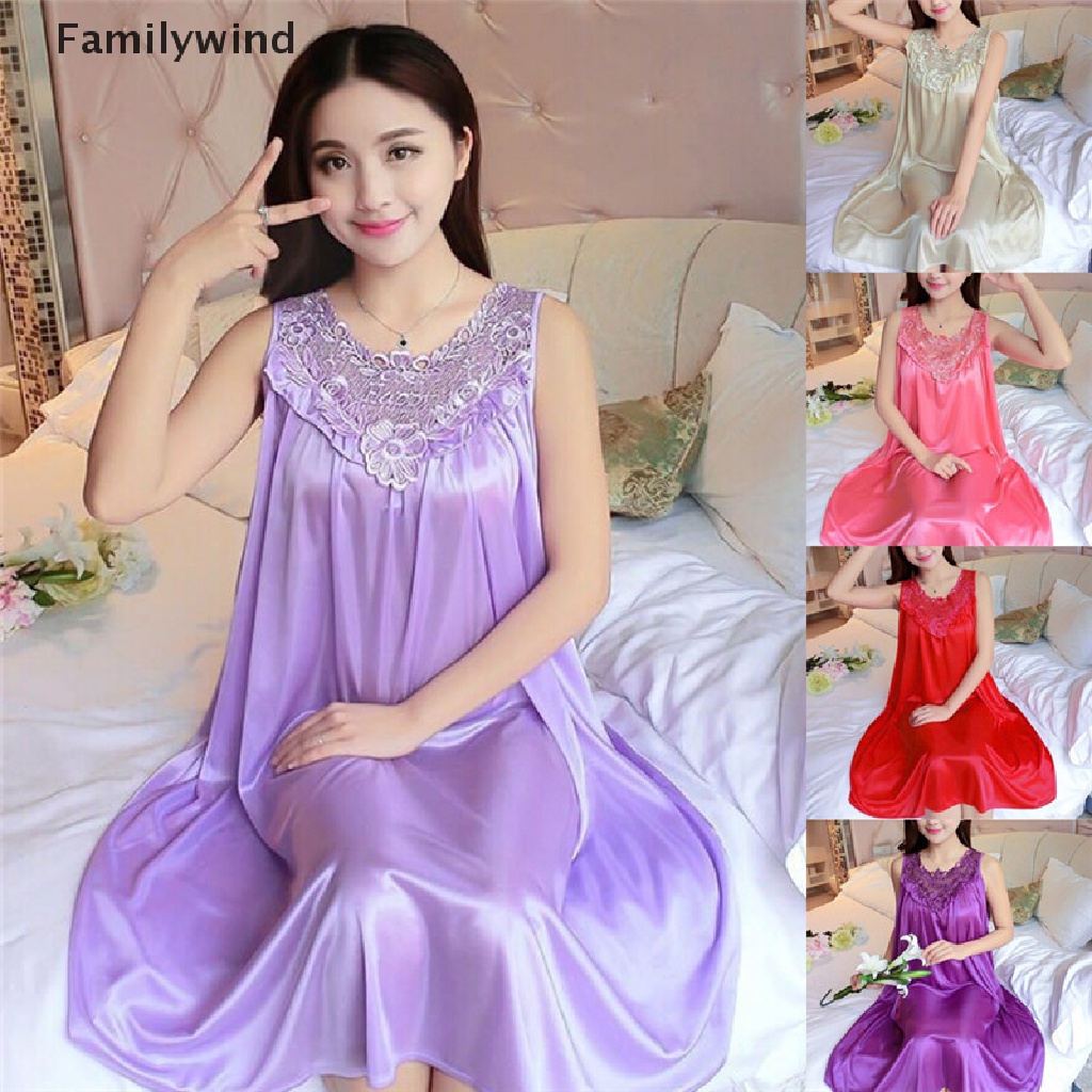 Đầm Ngủ Bằng Lụa Phối Ren Màu Sắc Thời Trang Dành Cho Nữ