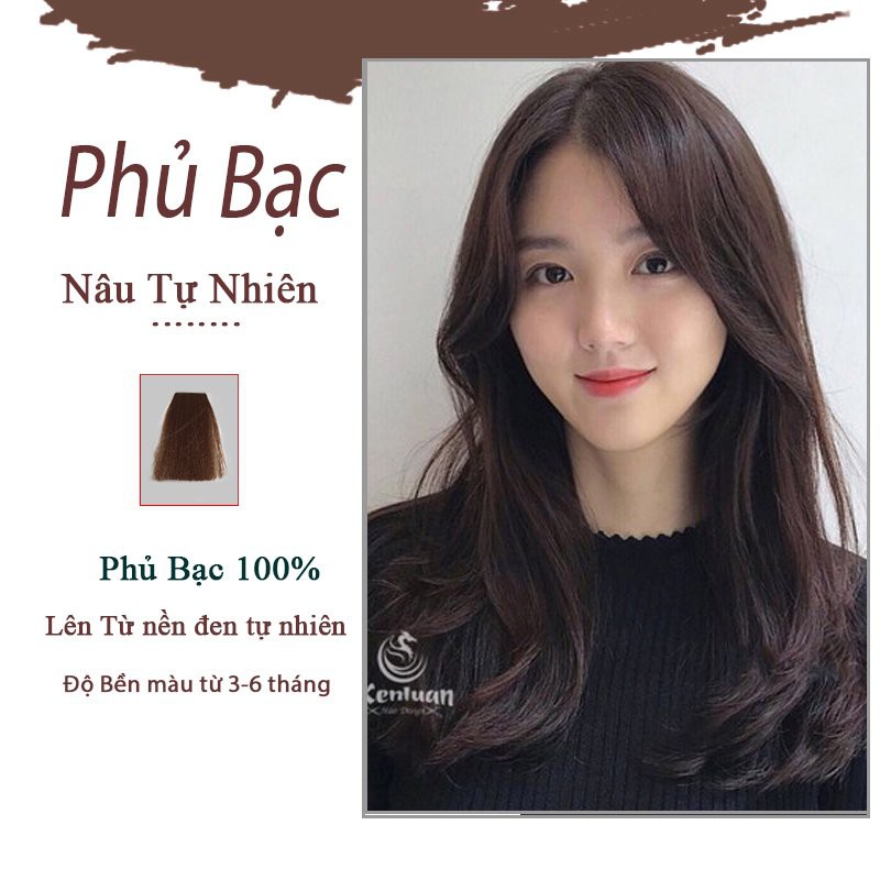 Thuốc Nhuộm Tóc Phủ Bạc Màu Thời Trang Nâu Socola - Nâu đỏ - Nâu vàng - Nâu Mocha Ăn Bạc 100% ( Tặng Trợ Nhuộm )