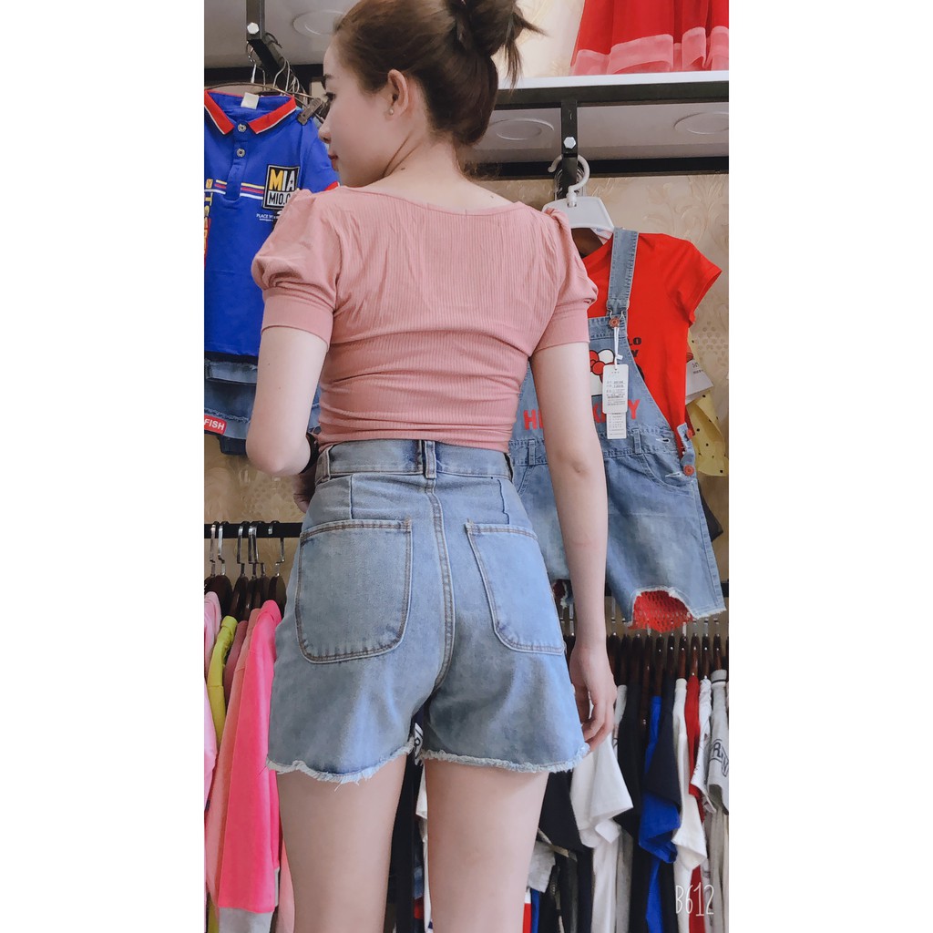 Quần short jeans nữ lưng siêu cao tôn dáng cực đẹp