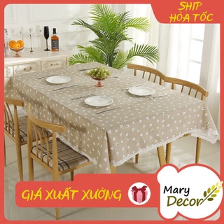 Khăn trải bàn Họa tiết Họa tiết cake trắng nền ghi viền ren (đủ kích thước) - K07