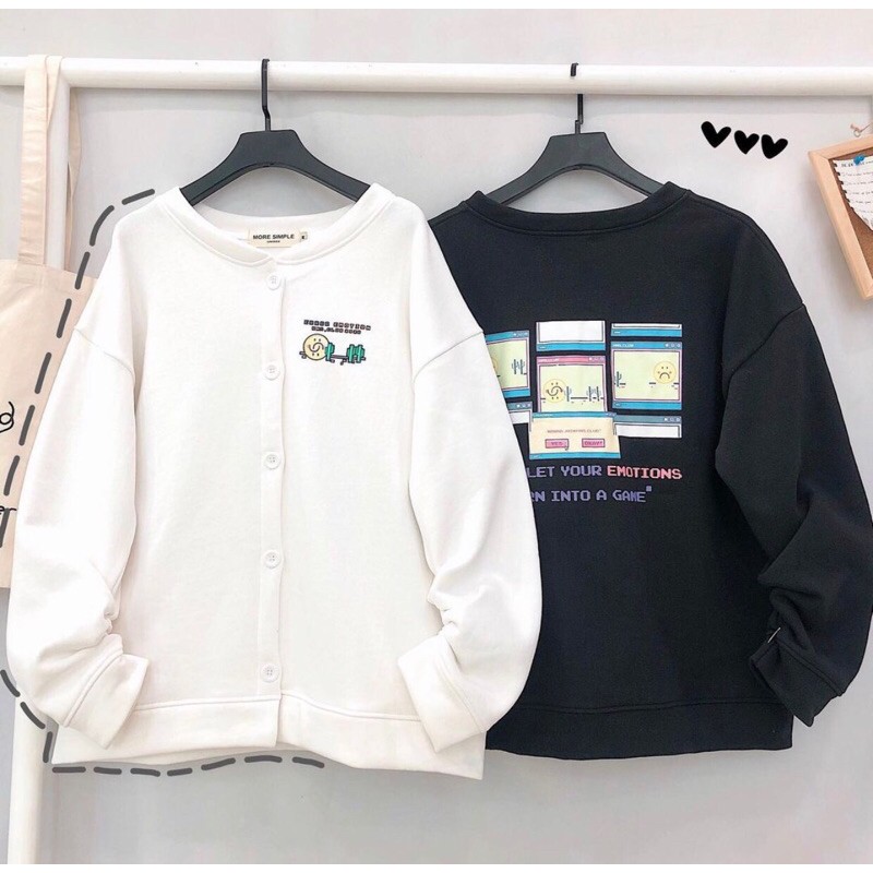 ÁO HOODIE NỮ CÓ HÀNG NÚT, HỌA TIẾT MẶT CƯỜI. CAM KẾT VẢI XỊN | BigBuy360 - bigbuy360.vn