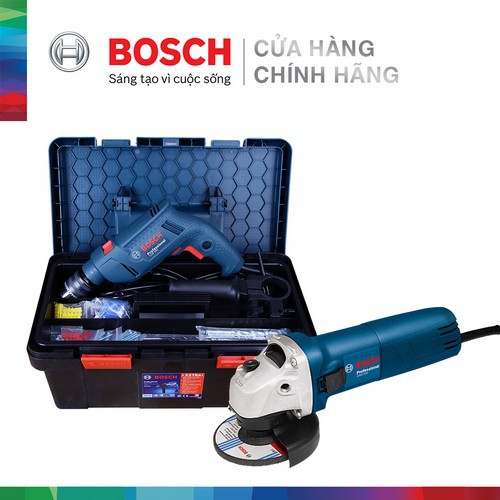 Combo Máy khoan động lực Bosch GSB 550 FREEDOM SET 90 chi tiết + Máy mài góc Bosch GWS 060