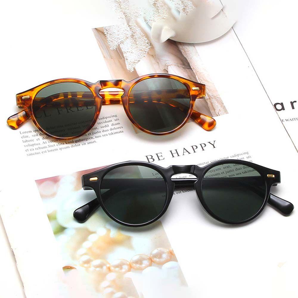 Kính Chống Nắng VANES1 Gọng Tròn In Họa Tiết Da Báo Bằng Kim Loại Phong Cách Punk Hàn Quốc Cho Nam