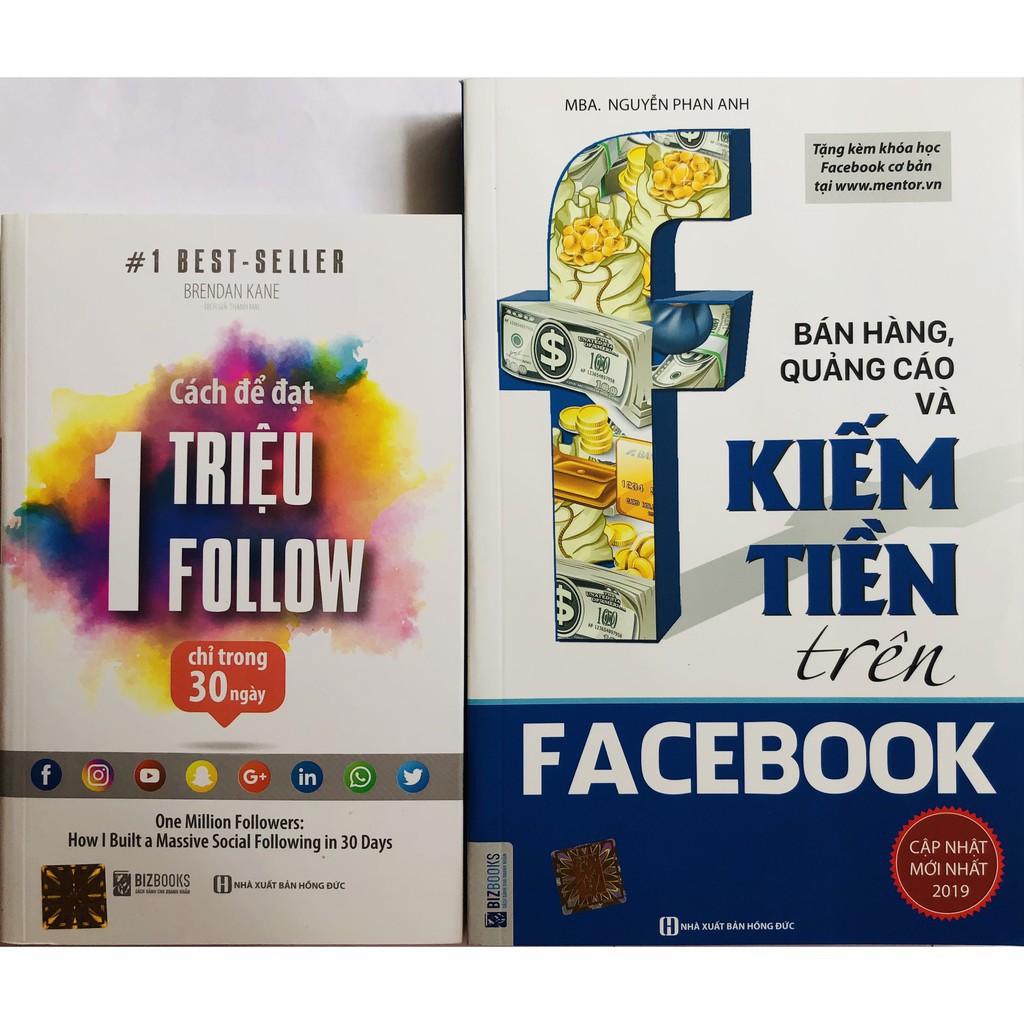 Sách - Combo Cách Để Đạt 1 Triệu Follow Chỉ Trong 30 Ngày + Bán hàng, quảng cáo và kiếm tiền trên Facebook tặng bút bi