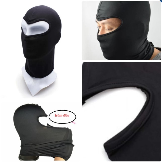 [Shop Quận 13] Khăn trùm đầu - mặt nạ kiểu NINJA phù hợp đi phượt, rất cần khi đội Fullface (Loại 1 Thun Lạnh 4 Chiều)