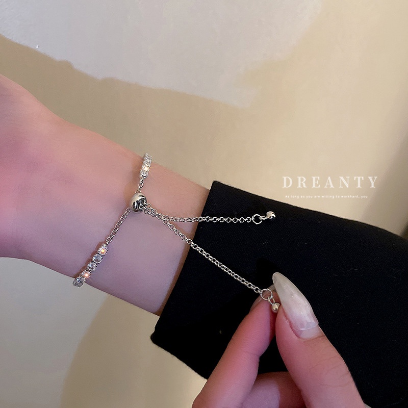 Vòng Tay Đính Đá Kim Cương Hình Vuông Phong Cách Hàn Quốc Thời Trang Dành Cho Nữ