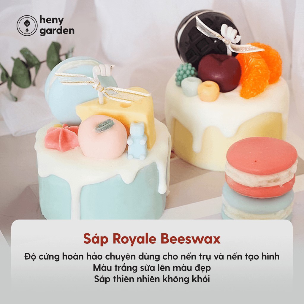 Sáp Ong Làm Nến Thơm Trắng Beewax 1KG – Tặng Tinh Dầu Mẫu Thử - Nguyên Liệu Làm Nến Thơm Cao Cấp Heny Garden