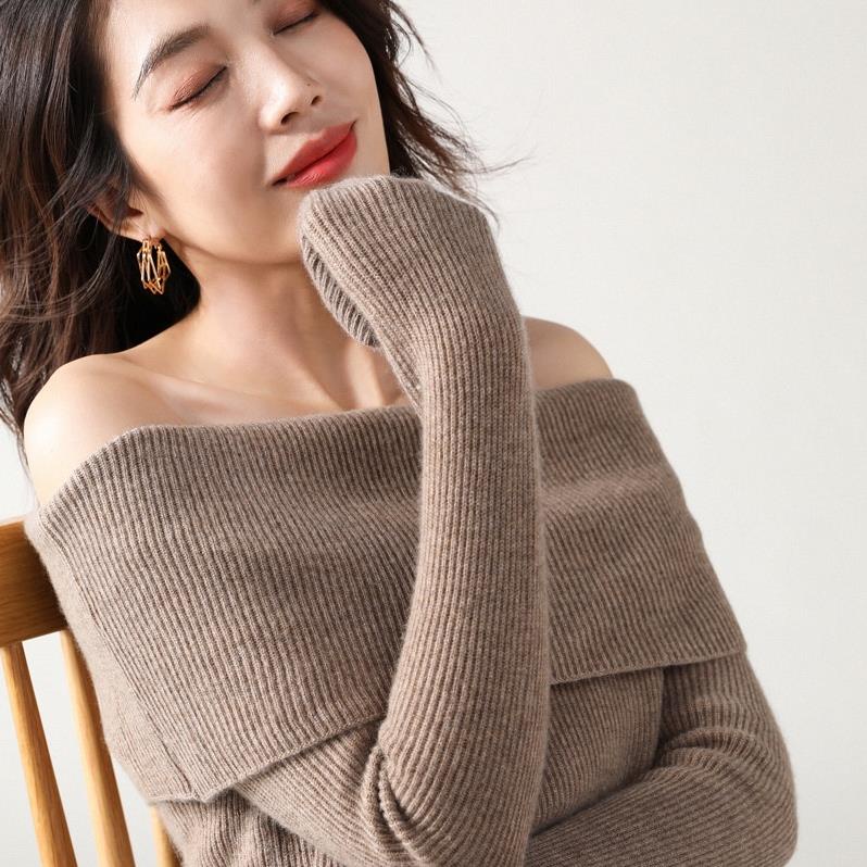 Áo len tăm dài tay trễ vai MaiRin Fashion phong cách thời trang nữ sành điệu, dễ phối đồ 089 | BigBuy360 - bigbuy360.vn