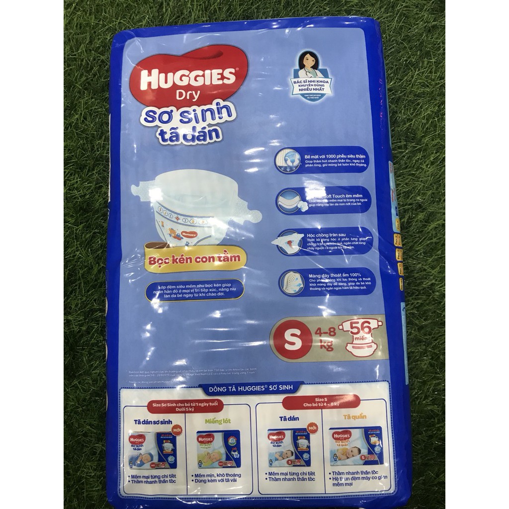 Tã dán Huggies size NB58+2,S56,M48,L42