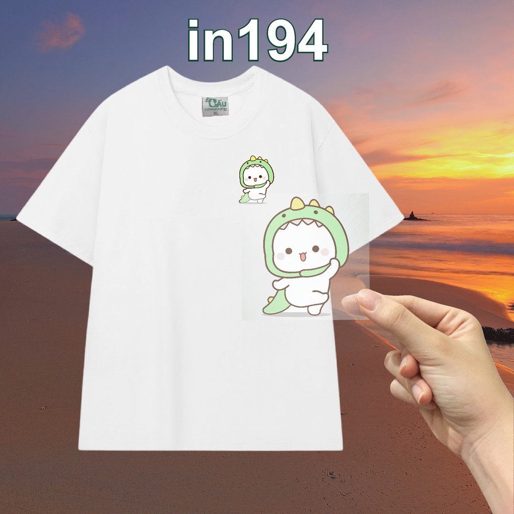 Sticker logo in194 công nghệ in pet chuyển nhiệt- ủi trực tiếp lên vải, áo - 8cm - Khủng Long Cutee